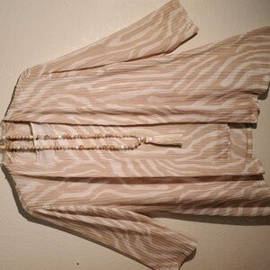 🔆TRAVELERS ANIMAL PRINT WHEAT MESH OPEN FRONT JACKET  - SIZE 2 (12)